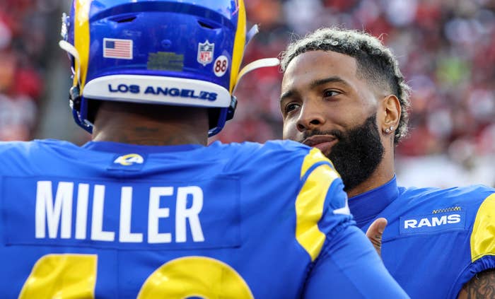 Odell Beckham Jr. and Von Miller during the Los Angeles Rams&#x27; game against the Tamba Bay Buccaneers