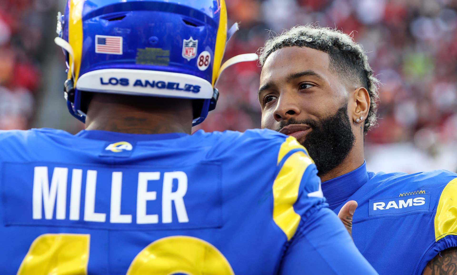 Odell Beckham Jr. and Von Miller during the Los Angeles Rams' game against the Tamba Bay Buccaneers