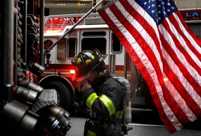 A member of New York City Fire Department is seen after a fire broke