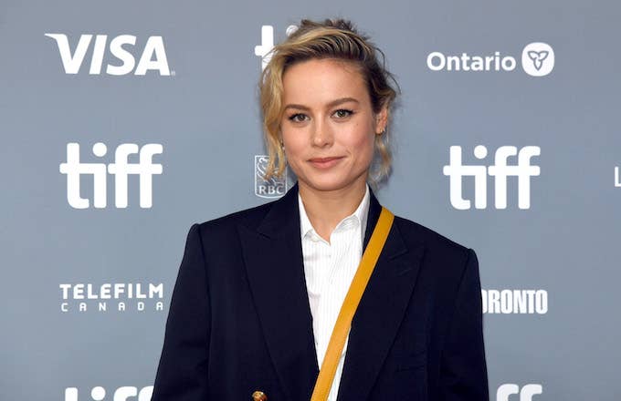 Brie Larson attends &quot;Just Mercy&quot; press conference during the 2019 TIFF.