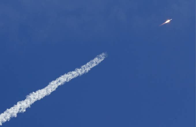A Soyuz 2.1b rocket carrying a missile