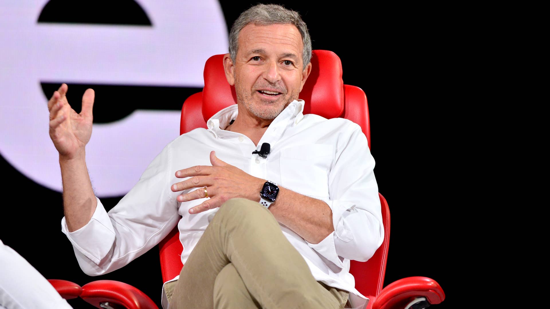 Bob Iger is pictured giving a talk