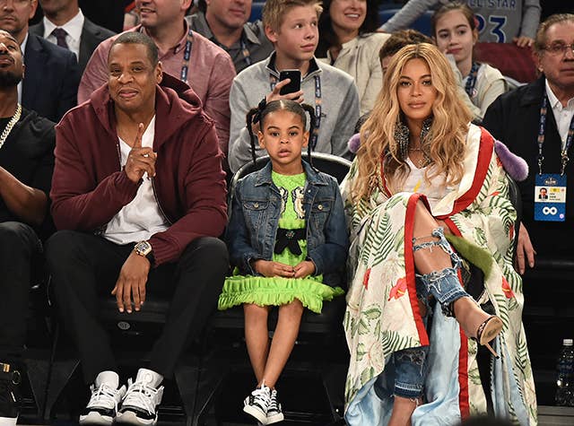 Jay Z, Blue Ivy and Beyoncé Attend The 66th NBA All Star Game