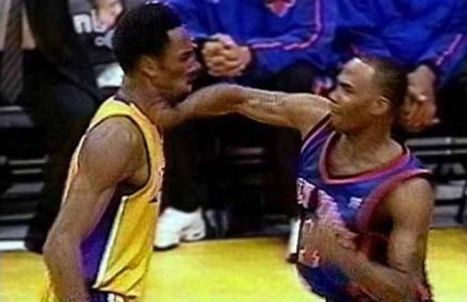Chris Childs punches Kobe Bryant.