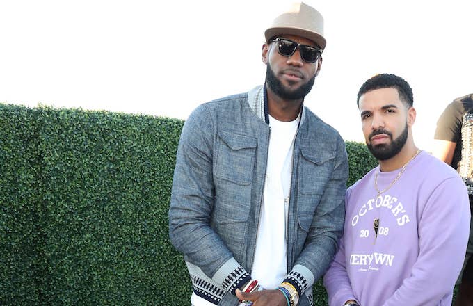 Drake and LeBron James at their pool party in 2017.