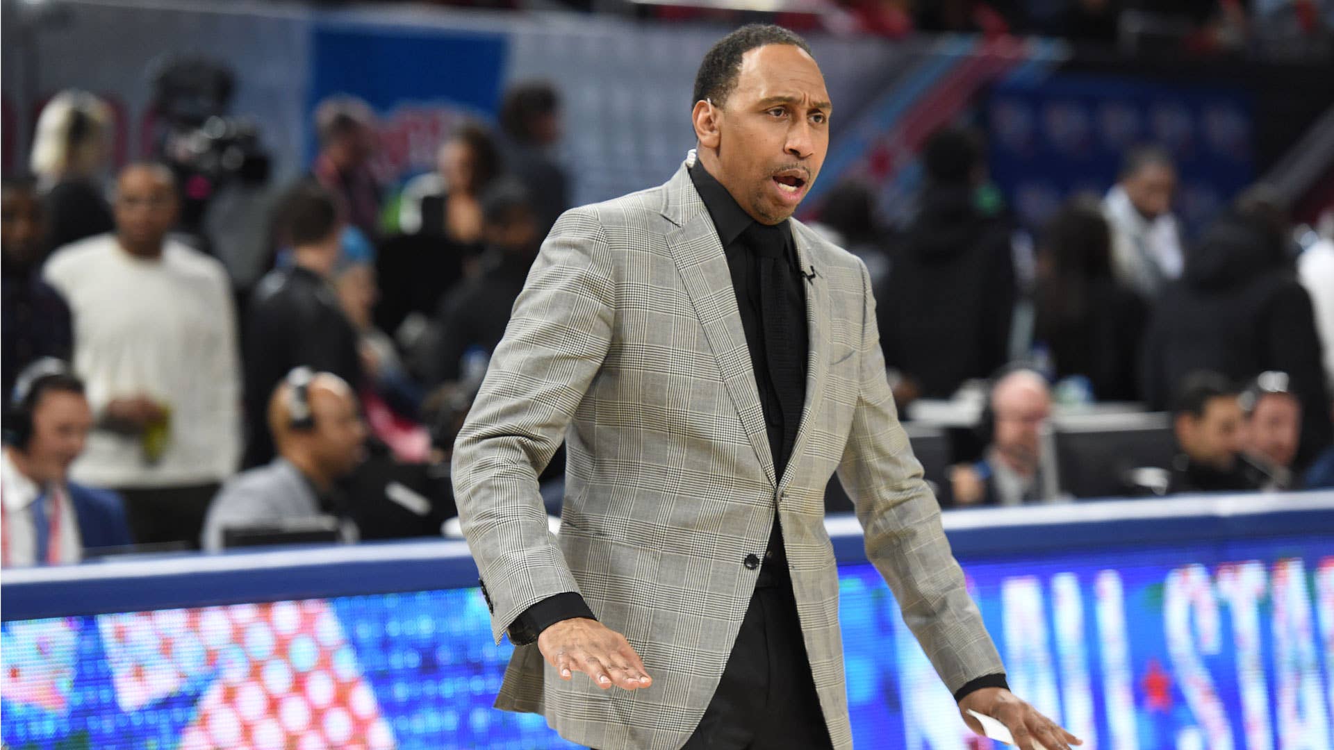 Stephen A. Smith coaches the celebrity All Star Game.