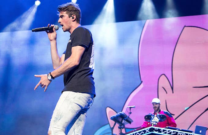 Drew Taggart (L) and Alex Pall of The Chainsmokers perform
