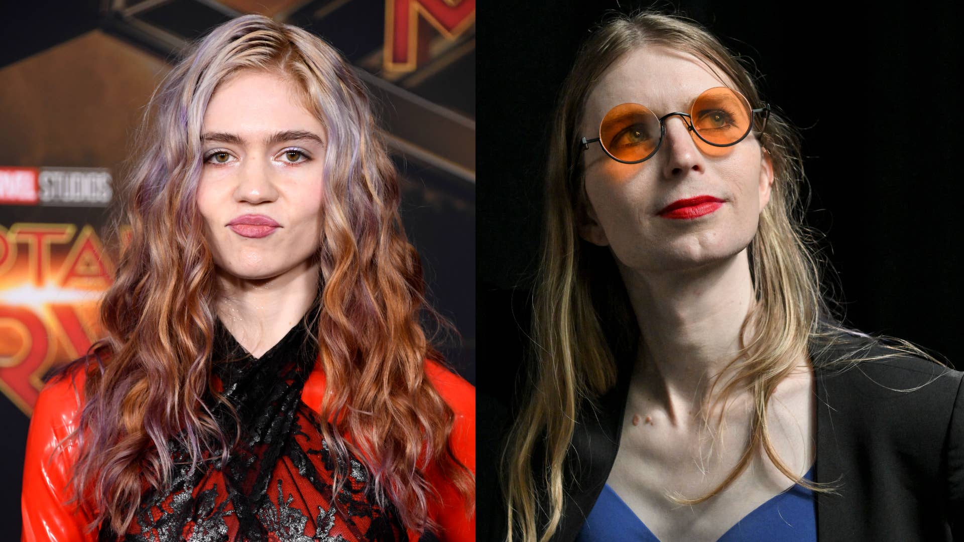 Grimes and Chelsea Manning are pictured