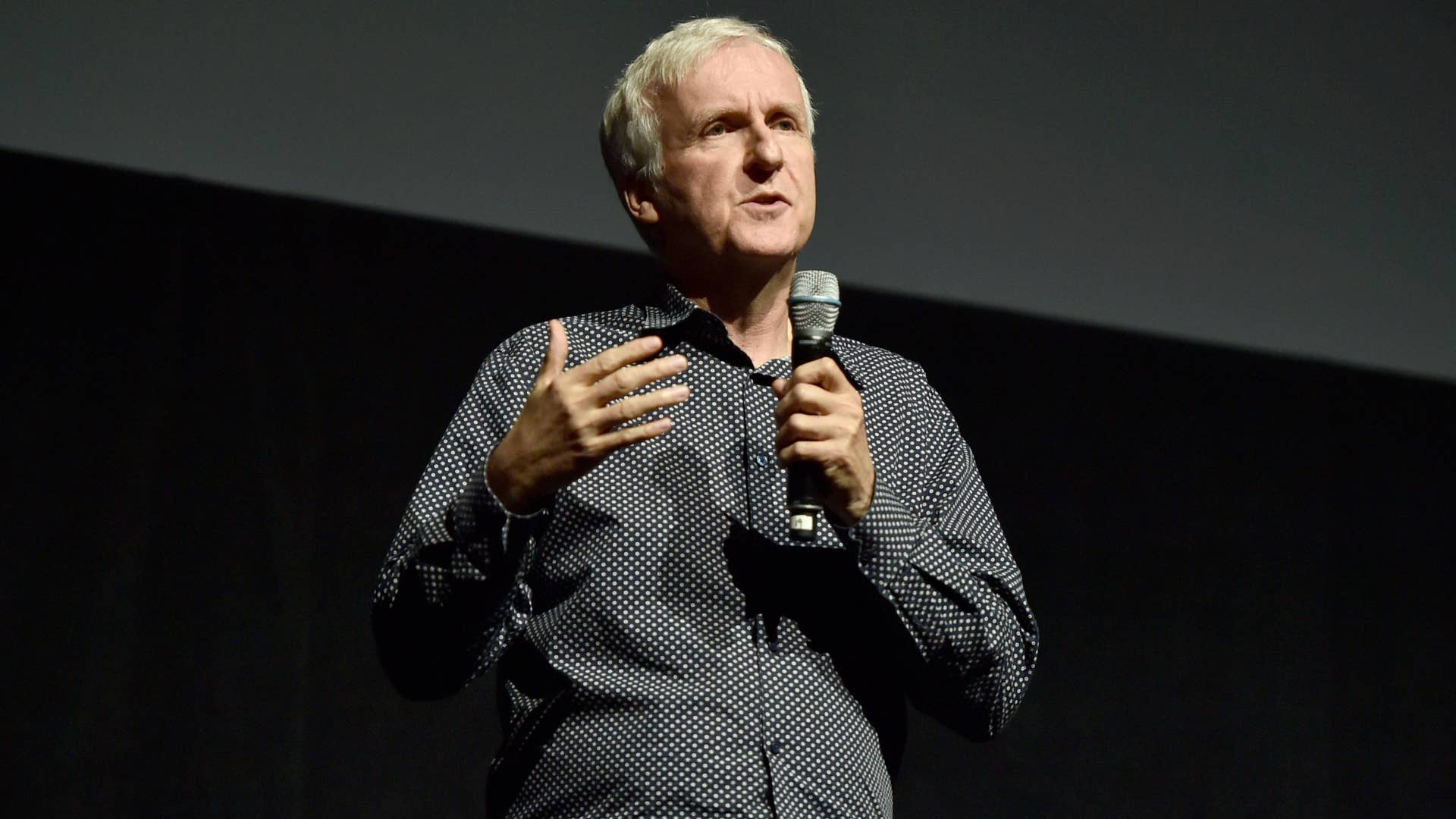 Writer/director James Cameron of 'Avatar 2' speaks onstage during CinemaCon 2016