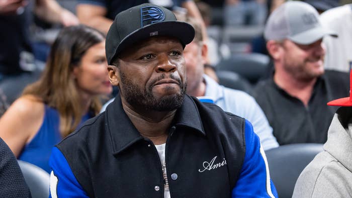 Curtis &quot;50 Cent&quot; Jackson is seen during a Indiana Pacers and Philadelphia 76ers game