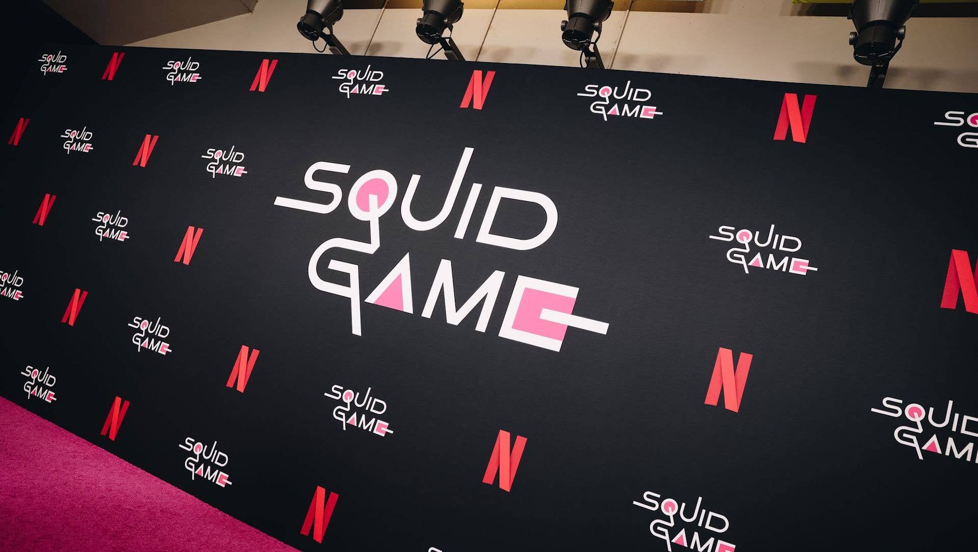 The red carpet is seen during the Los Angeles Screening Of Netflix's "Squid Game"