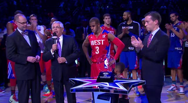 David Stern and Chris Paul during 2013 NBA All Star Game