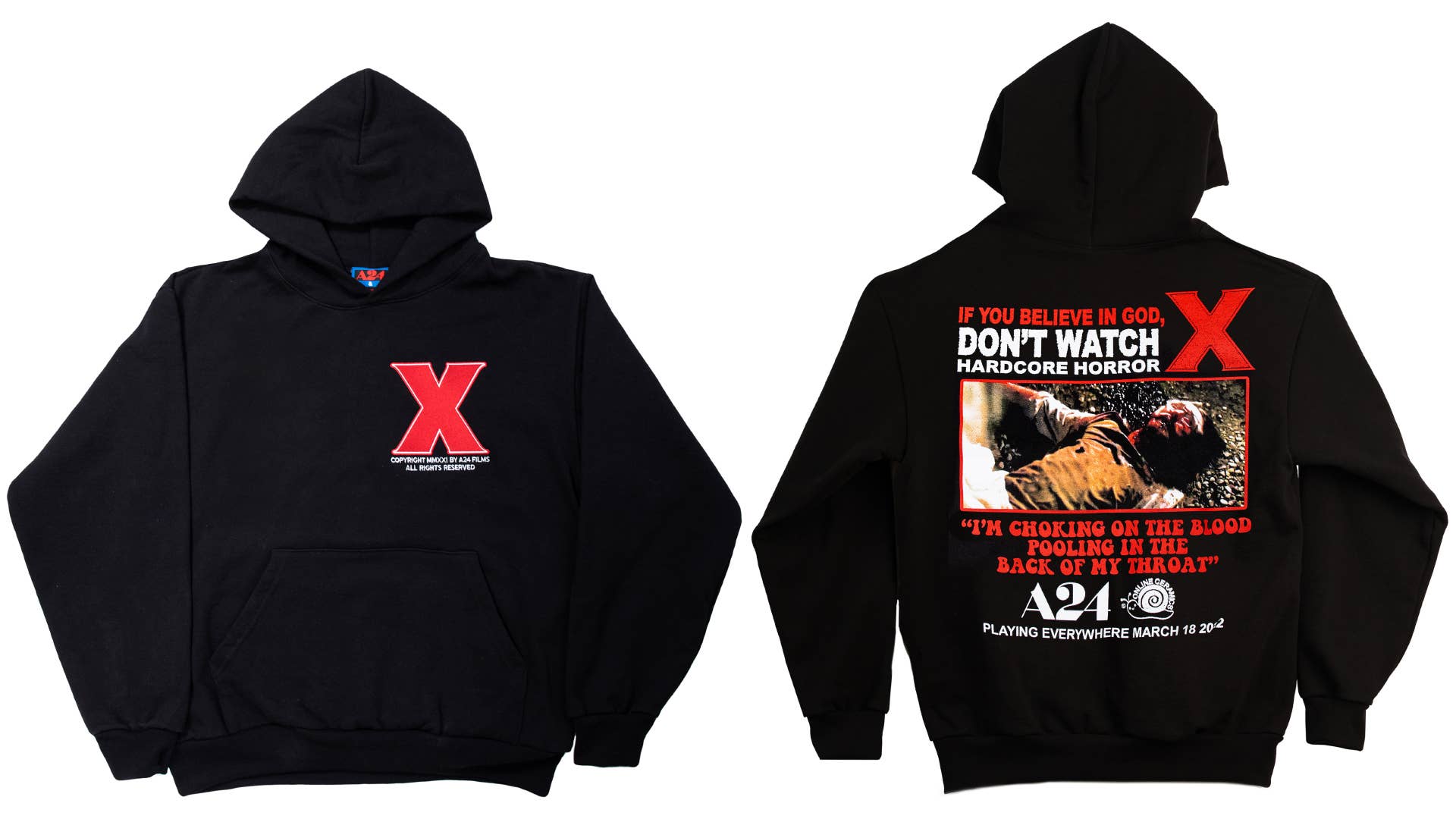 Online Ceramics hoodies in celebration of a new horror movie are shown