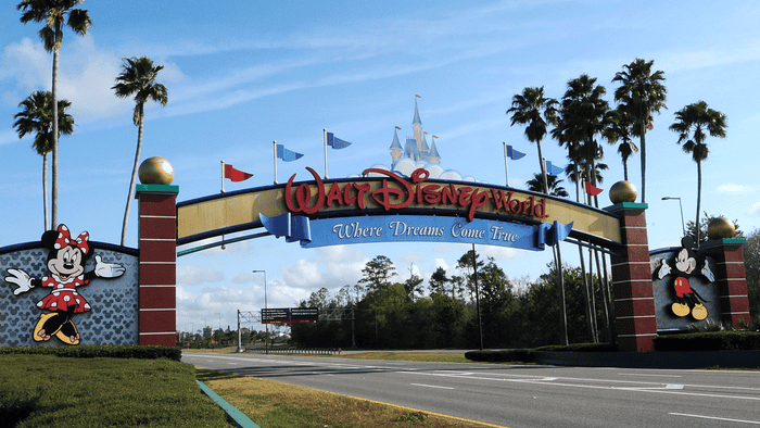 The deserted entrance to Disney World