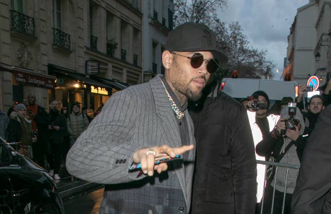 Rapper Chris Brown is seen on January 17, 2019 in Paris, France