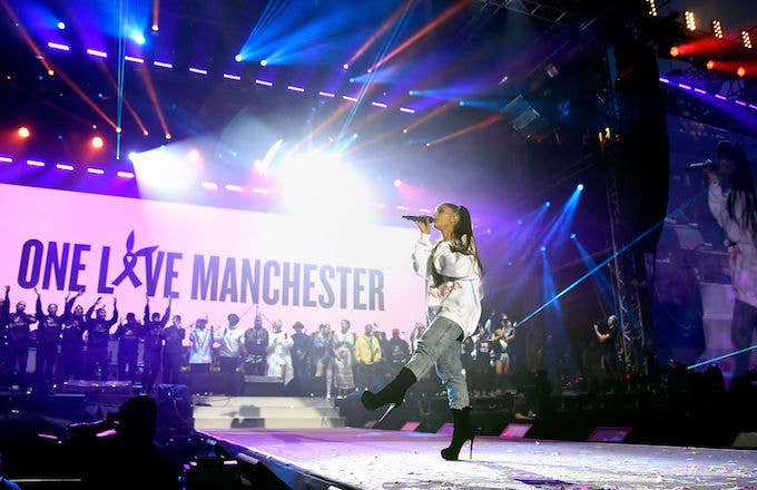 Ariana Grande performs at her One Love Manchester concert
