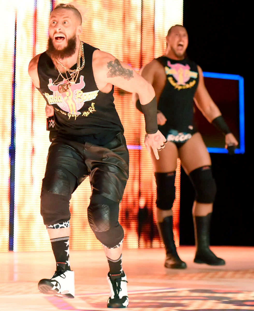 Enzo Amore Wearing the Black Toe Air Jordan 14