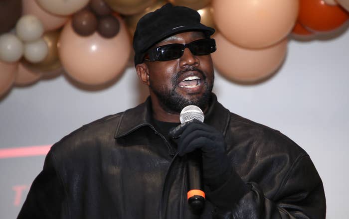Kanye West attends the Los Angeles Mission&#x27;s Annual Thanksgiving event at the Los Angeles Mission