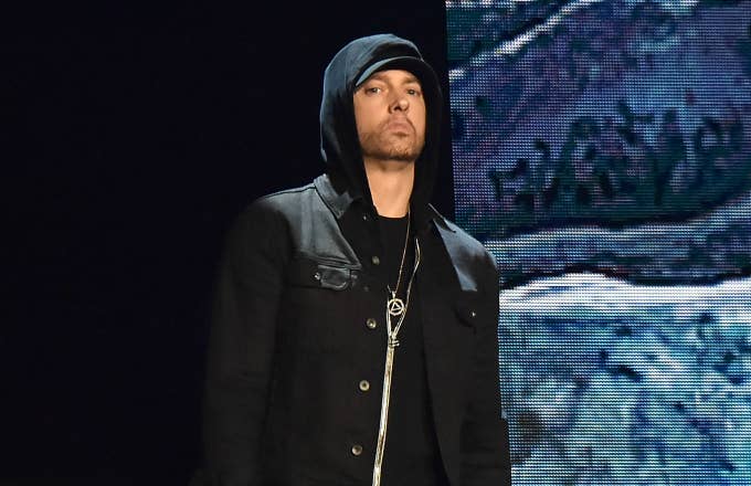 Eminem performs on stage during the MTV EMAs 2017