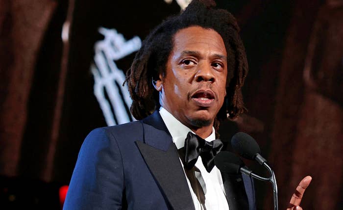 Jay-Z speaks at his Rock and Roll Hall of Fame induction