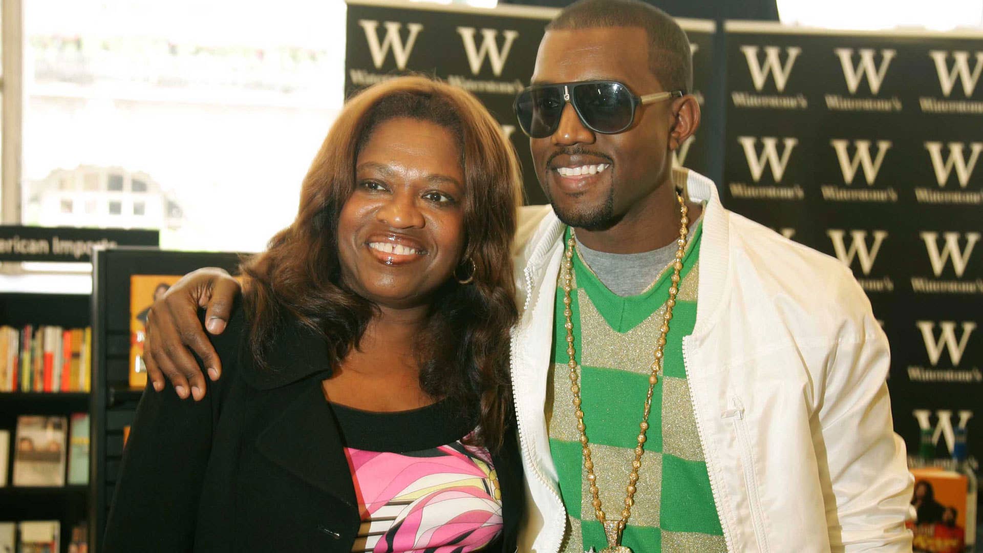 Kanye West poses for a picture with his mother, Donda.