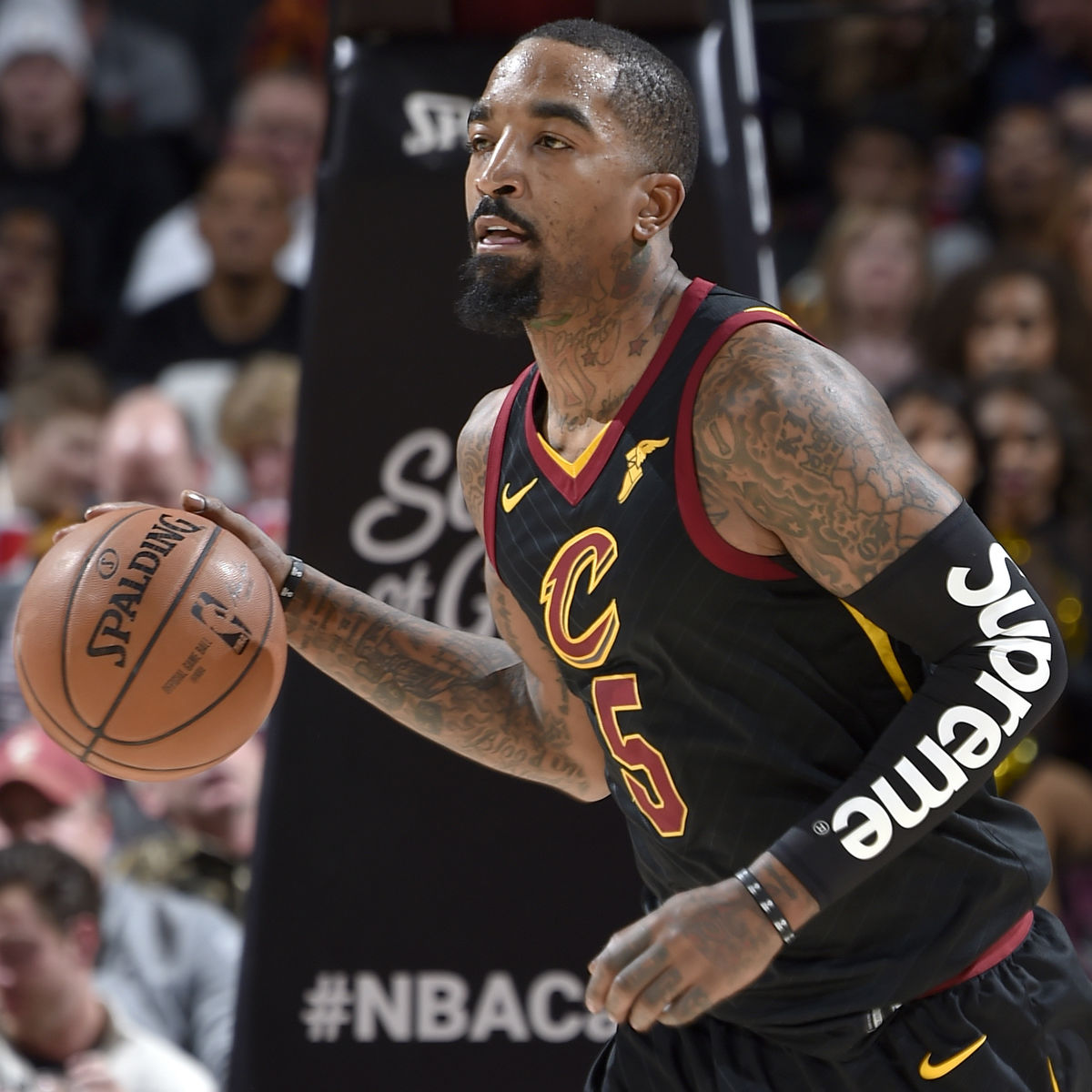 J.R. Smith Wears the Black Supreme x NBA Shooting Sleeve Against