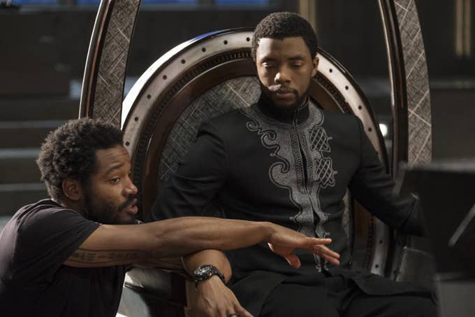 Ryan Coogler and Chadwick Boseman on the set of &#x27;Black Panther&#x27;