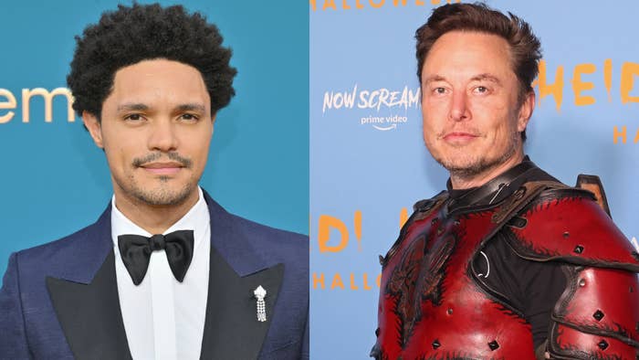 Trevor Noah and Elon Musk are pictured