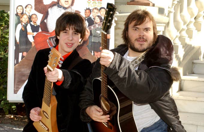 Joey Gaydos and Jack Black during 'School of Rock' Photocall