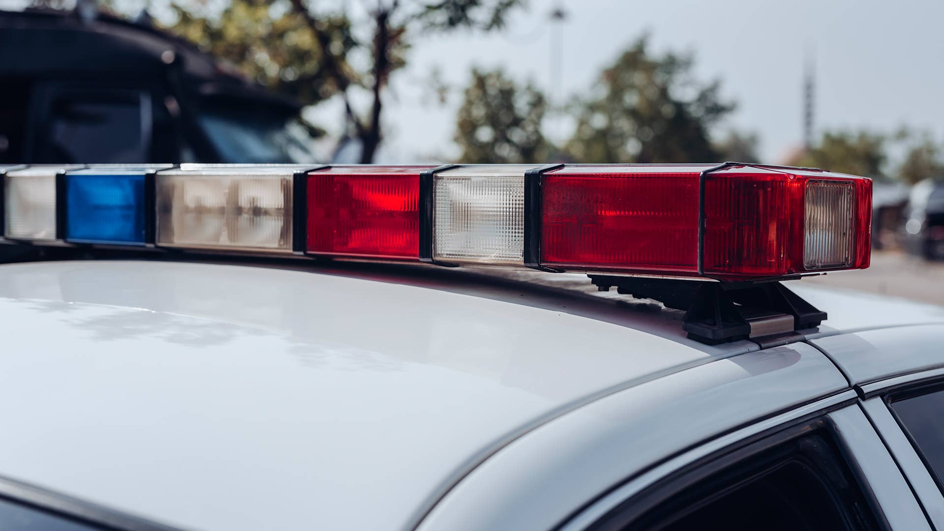 Emergency lights on a us police car stock photo