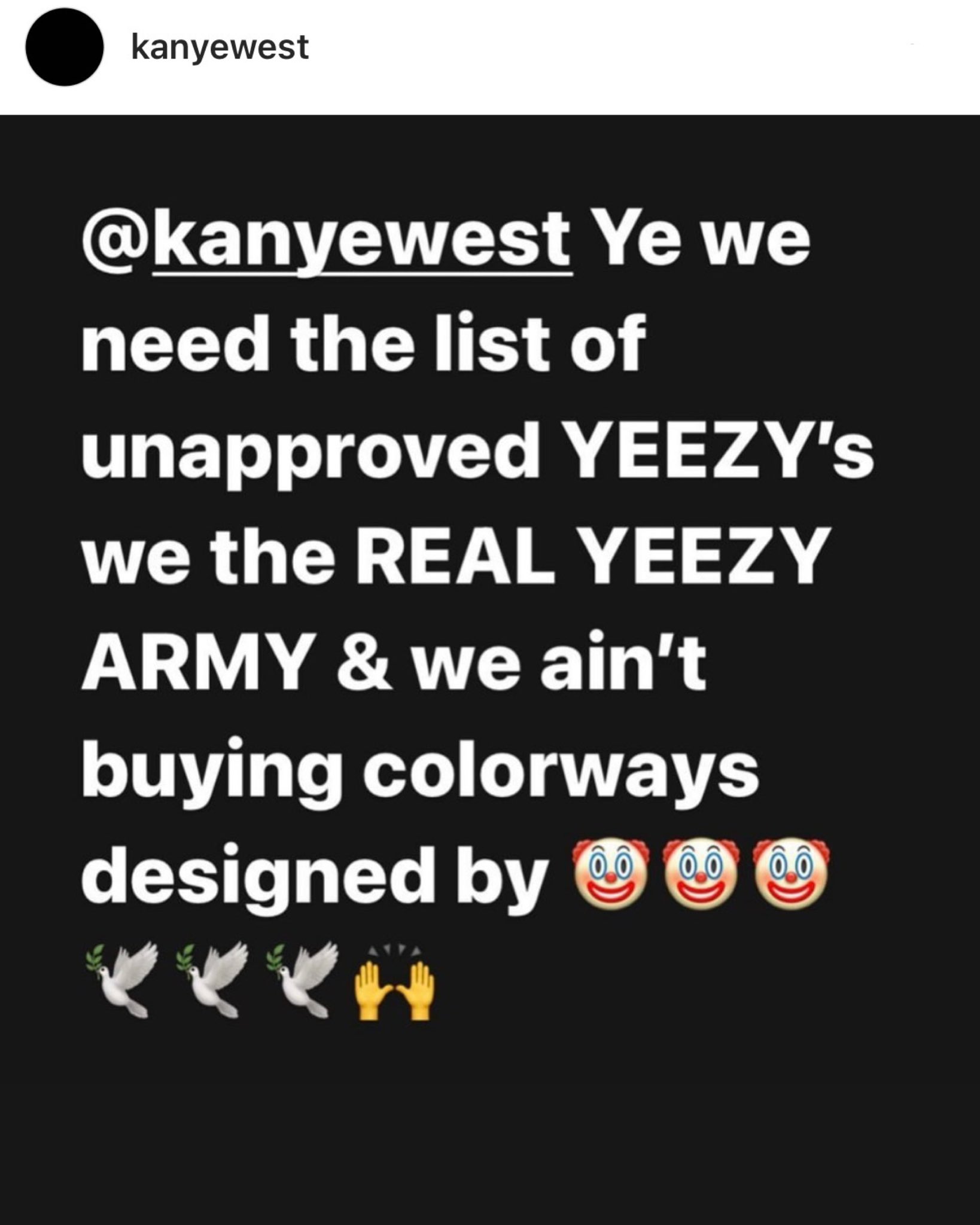 Kanye List of Real Yeezys