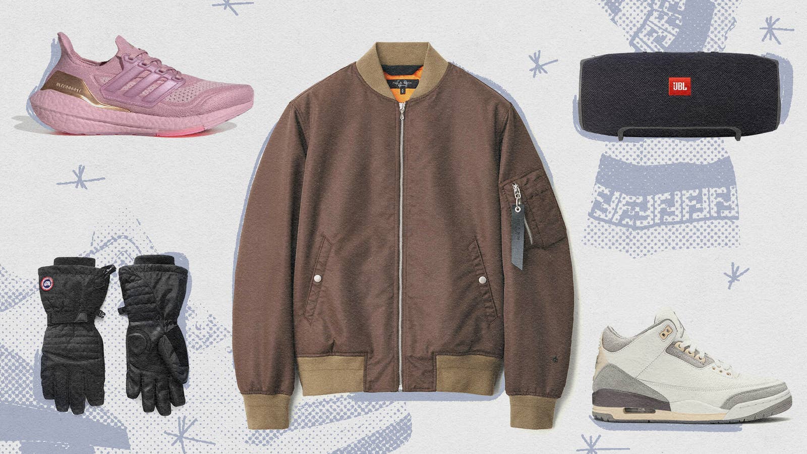 Affirm Holiday Gift Guide Header With Rag and Bone Bomber and Canada Goose Gloves