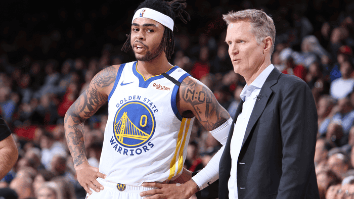 D&#x27;Angelo Russell and Steve Kerr
