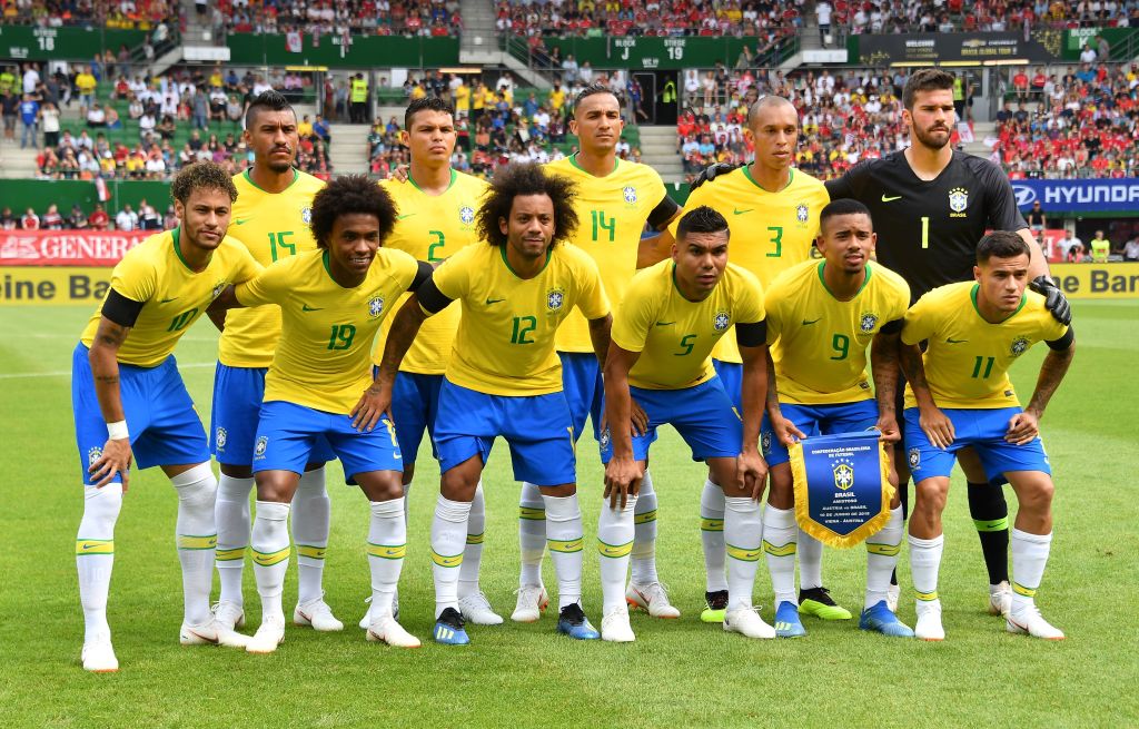 Brazil Team Photo World Cup Kits 2018 Getty