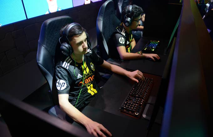 Online gamers compete at the ESL Katowice Royale Featuring Fortnite Tournament