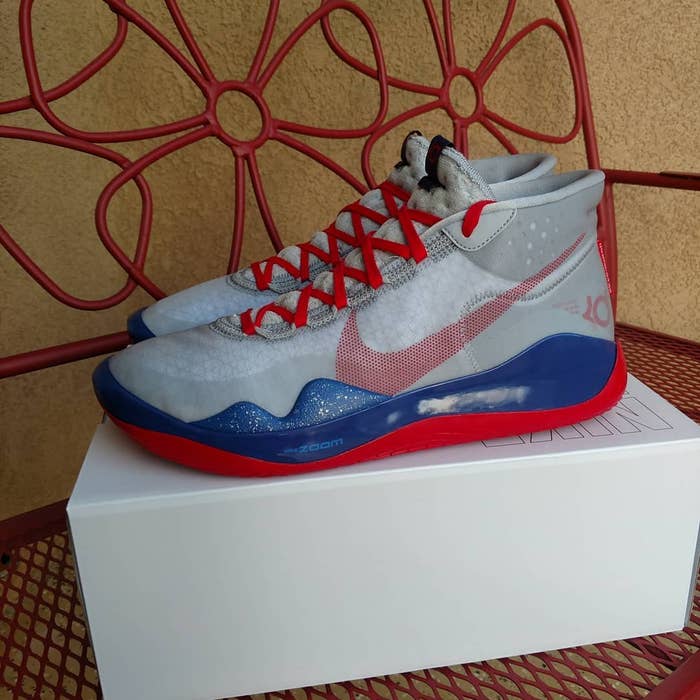Nike By You iD KD 12 Wolf Grey University Red Rush Blue