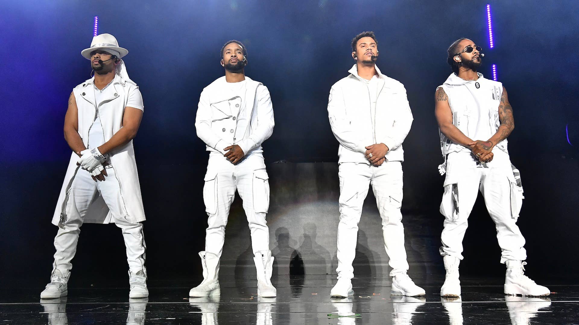 Raz B, J Boog, Lil' Fizz, and Omarion of B2K performs onstage during their The Millennium Tour