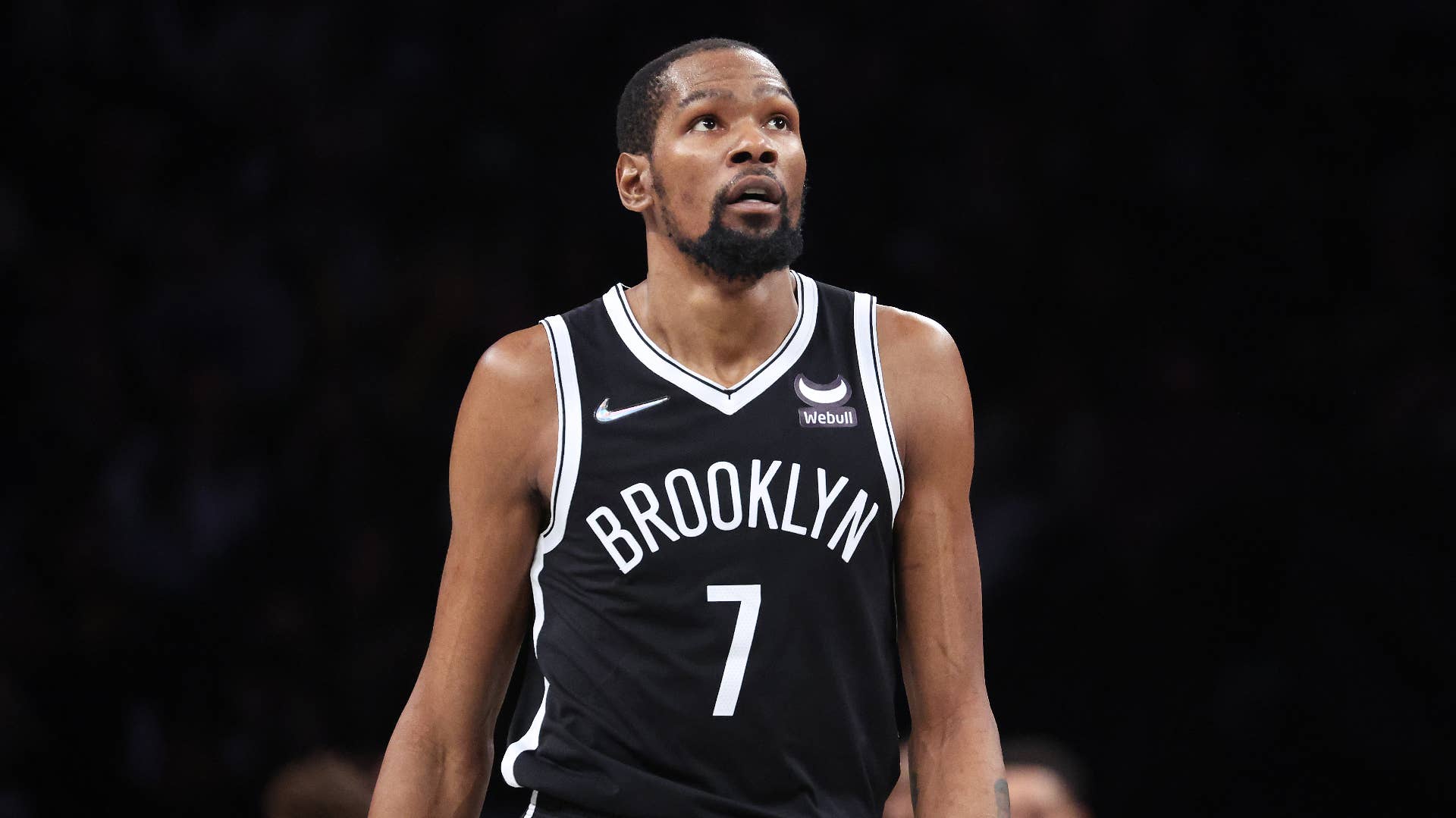 Kevin Durant looks on NBA playoff game against the Celtics.