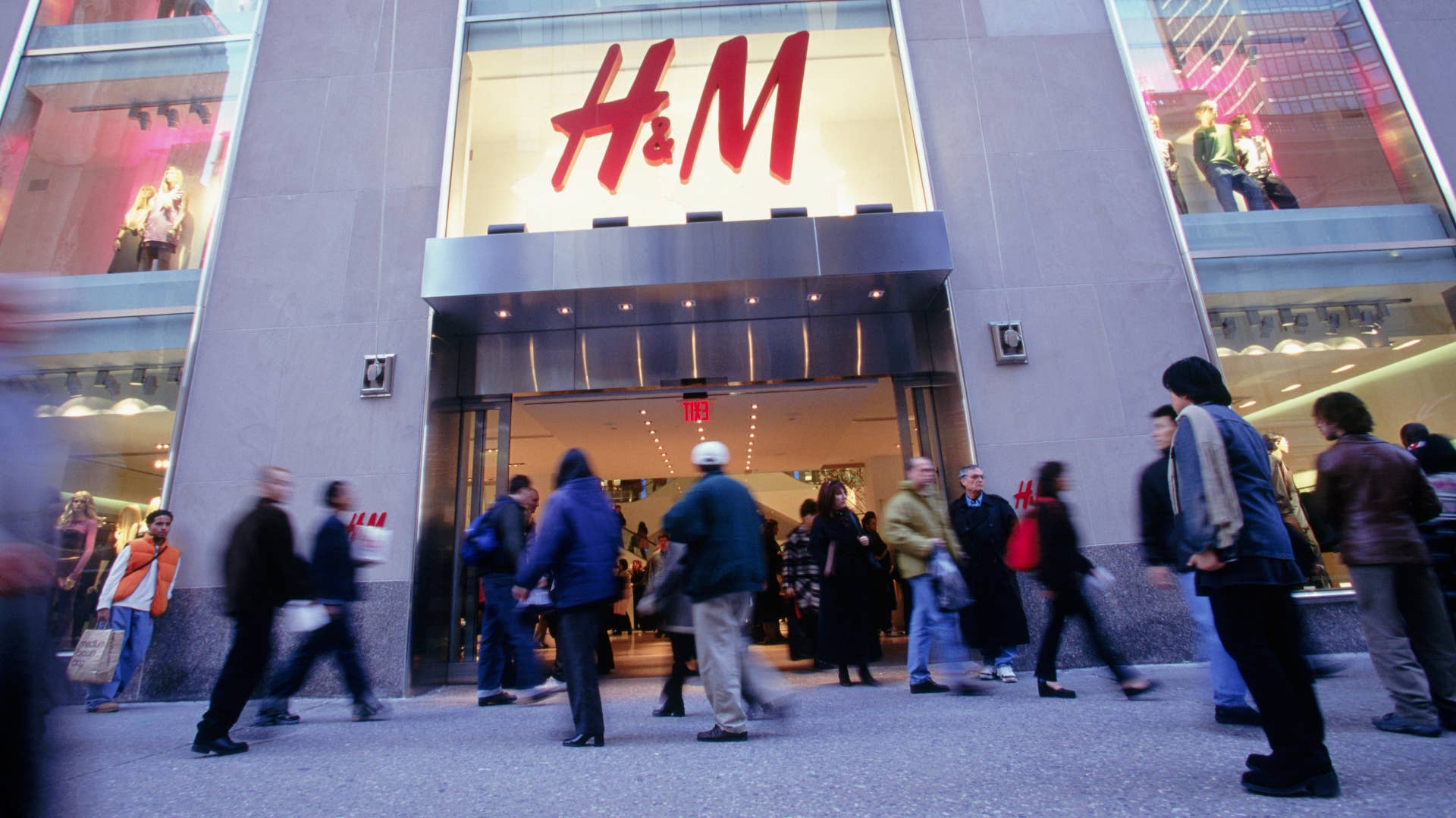 Shoppers gathered outside of an H&M store in New York City.
