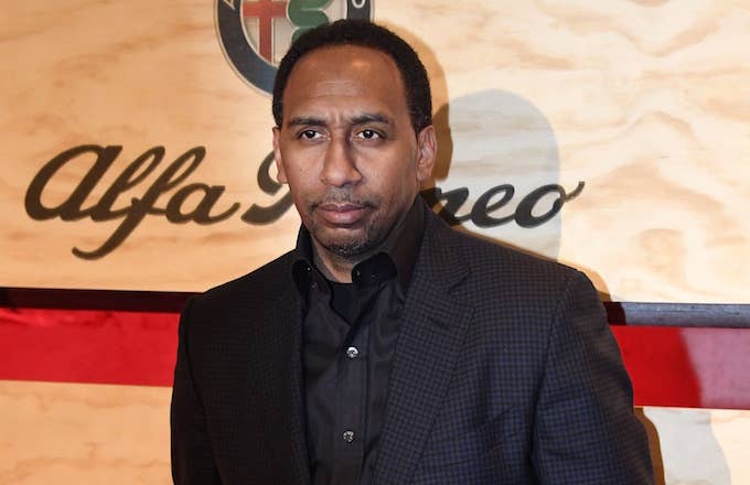 Stephen A. Smith poses for photo at ESPN the Party event.