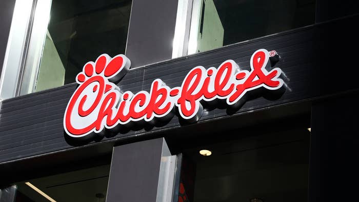 Chick fil A logo is seen near the restaurant in Chicago.