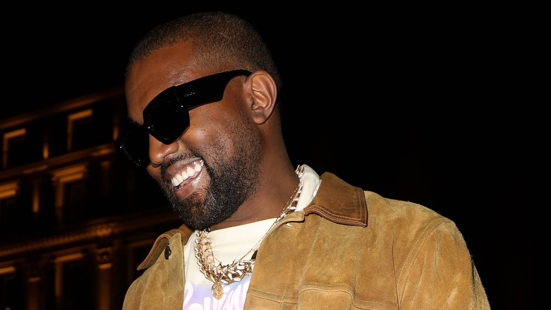 Kanye West is seen leaving a restaurant after his show