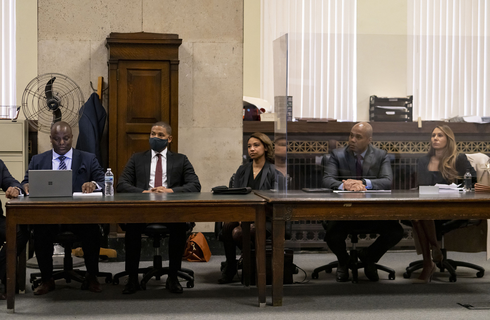 Jussie Smollett appears with his attorneys at his sentencing hearing