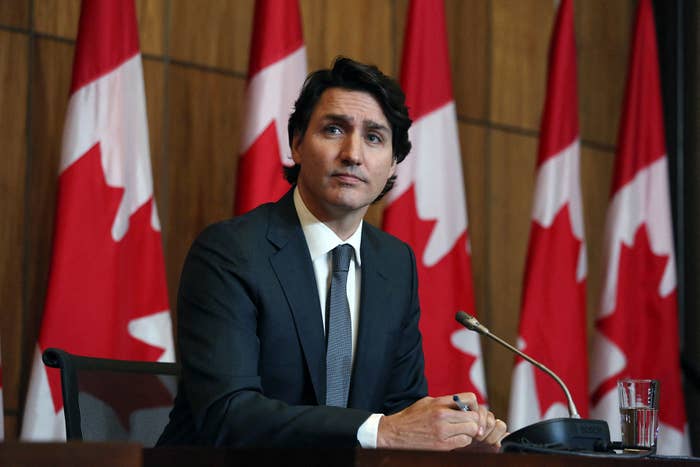 Canada&#x27;s Prime Minister Justin Trudeau speaks at a news conference