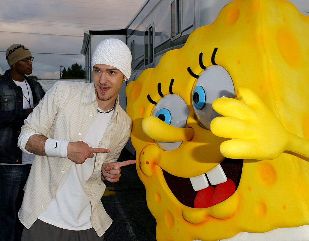 Justin Timberlake with SpongeBob SquarePants