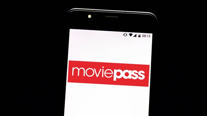 In this photo illustration a MoviePass logo seen displayed on a smartphone.