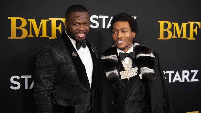 50 Cent and Demetruis Flenory Jr. attend STARZ Series &quot;BMF&quot; World Premiere