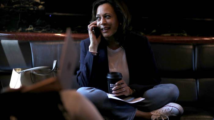 Kamala Harris seen on a phone call in 2019