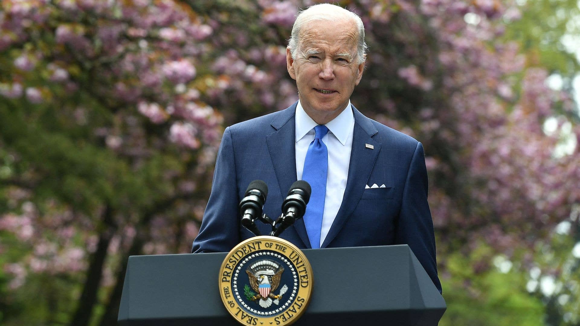 US President Joe Biden speaks on Earth Day at Seward Park in Seattle, Washington.