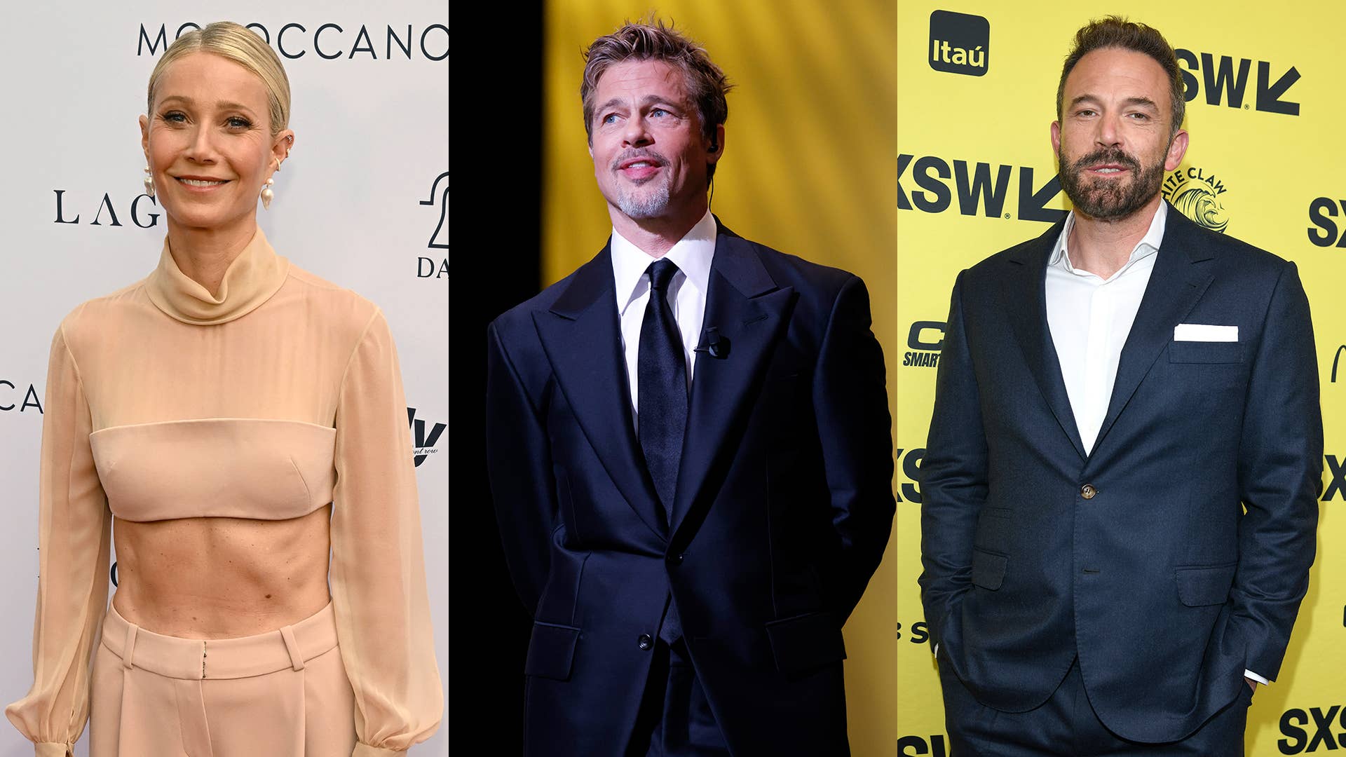 Actors Gwyyneth Paltrow, Brad Pitt, and Ben Affleck
